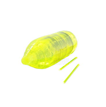 Ce:LuAG scintillator crystal boule, yellow-green color, with thin rod samples